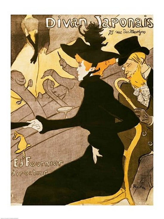 Poster advertising Le Divan Japonais 1892 Canvas Art - Henri de Toulouse-Lautrec (18 x 24)