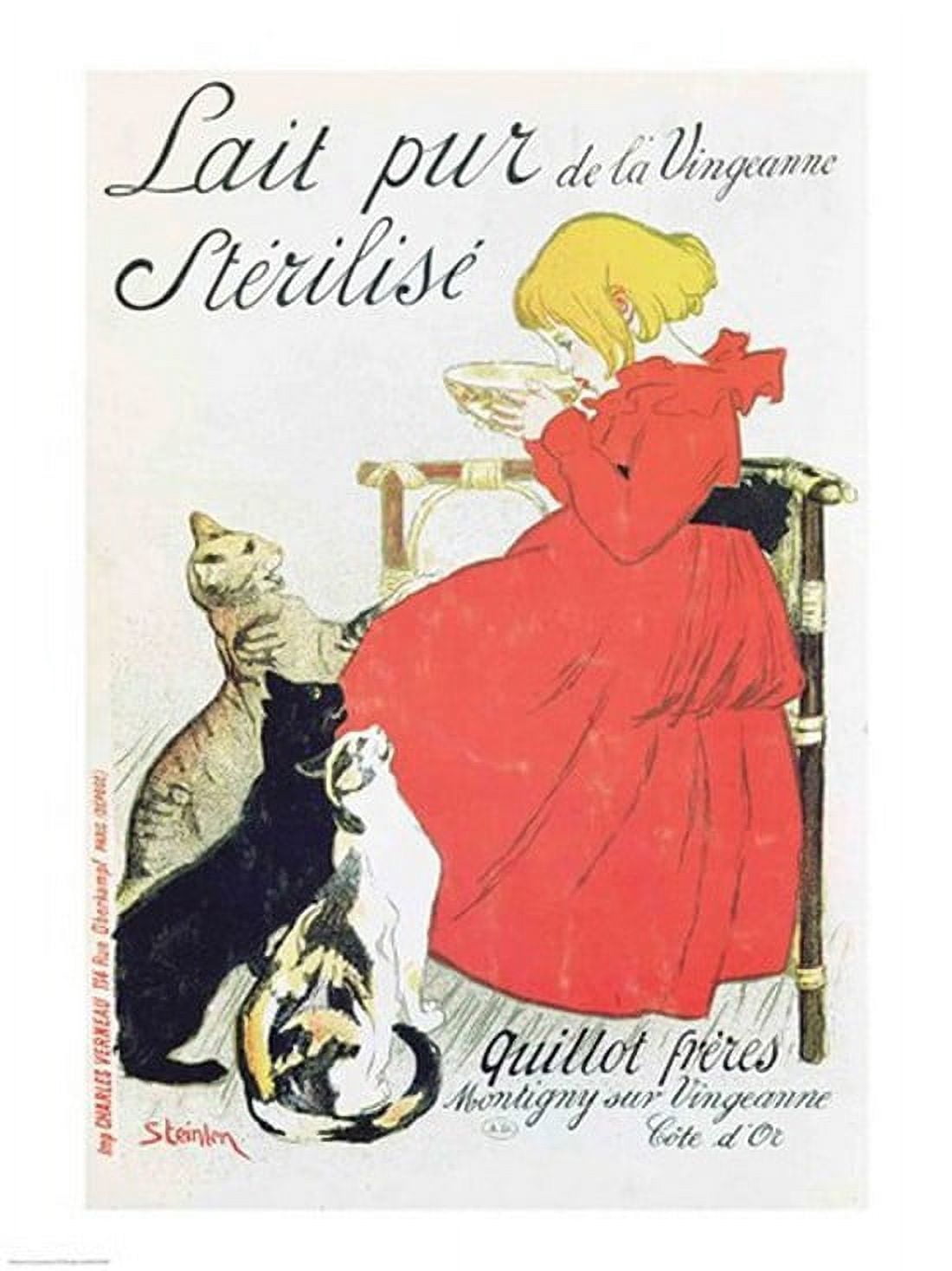 Poster advertising Pure Sterilised Milk from La Vingeanne Canvas Art - Theophile-Alexandre Steinlen (18 x 24)
