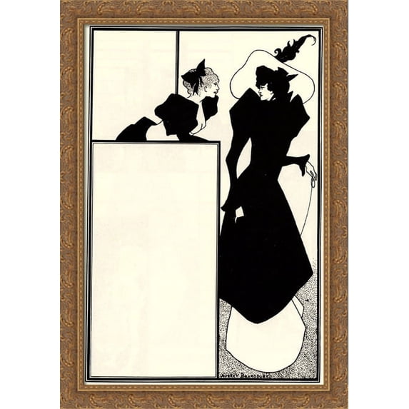 Poster advertising 'The Spinster's Scrip' 28x40 Large Gold Ornate Wood Framed Canvas Art by Aubrey Beardsley