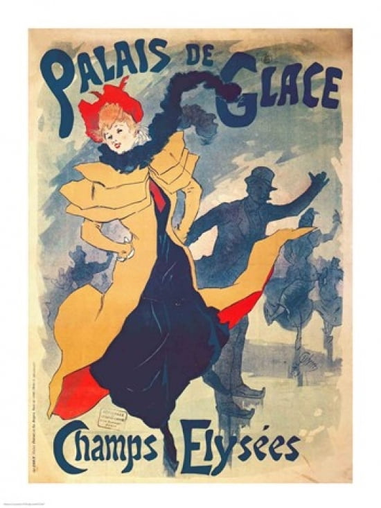 Poster advertising the Palais de Glace on the Champs Elysees Canvas Art - Jules Cheret (24 x 36)