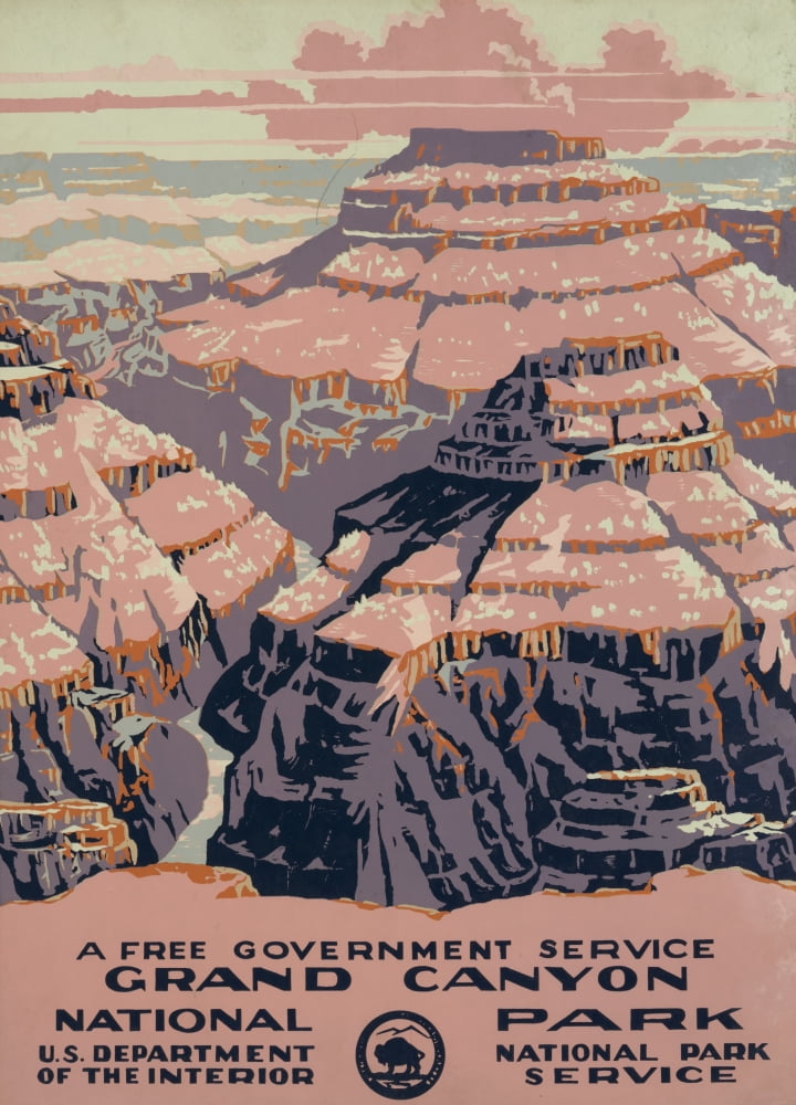 Poster c1938 Grand Canyon National Park Canvas Art - Unknown (18 x 24)