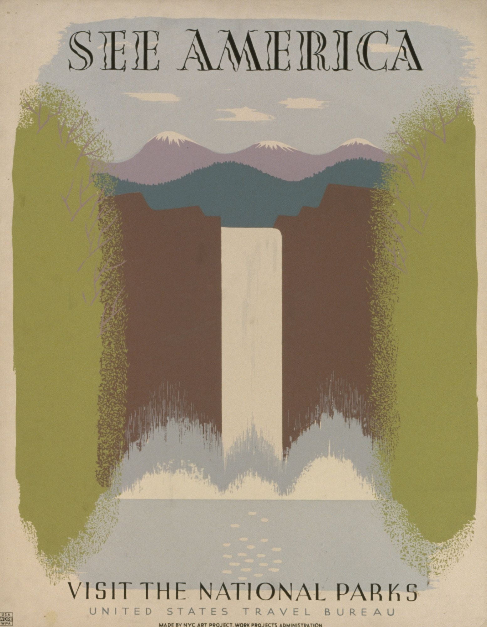 Poster c1938 See America National Parks Canvas Art - Harry Herzog (18 x 24)
