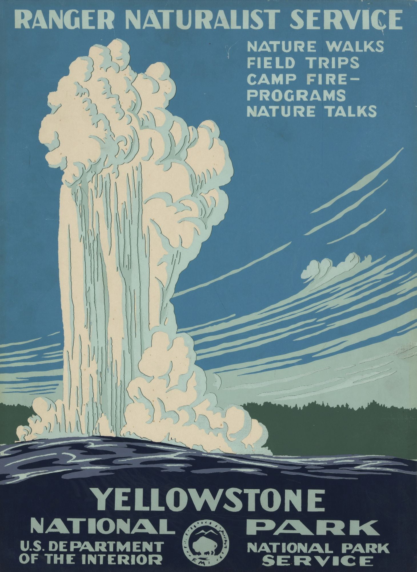 Poster c1938 Yellowstone National Park Canvas Art - Unknown (18 x 24)