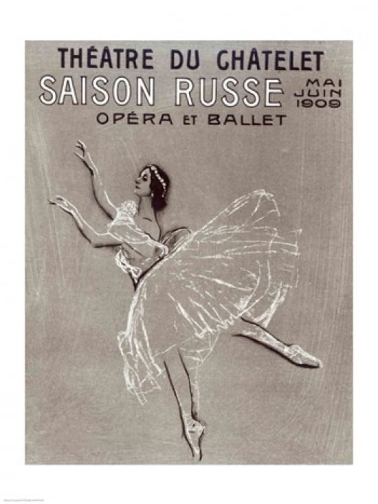 Poster for the Saison Russe at the Theatre du Chatelet 1909 Canvas Art - Valentin aleksandrovich Serov (18 x 24)