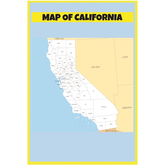 Poster of California - Laminated Wall Poster Print Perfect for Classrooms and Homes - Vivid Imagery with Bright Colors - 20x30