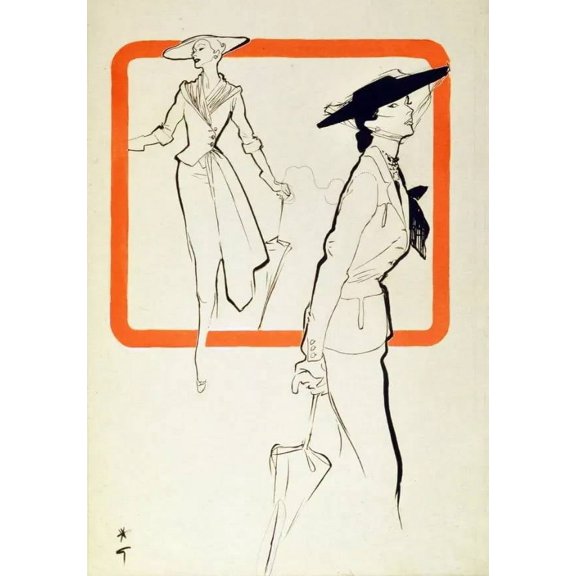 Poster print.Interior design Art.Deco Retro fashion girls. 16 x 24 Inch Poster