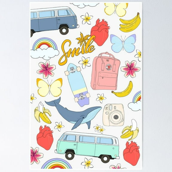 Poster vsco girl - sticker like pattern - Unframed Poster, 24x36