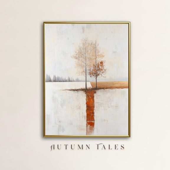 PosterArt Abstract Fall Poster Wall Art Modern Farmhouse Landscape Print Minimalist Burnt Orange Autumn Decor, 24x36 UNFRAMED