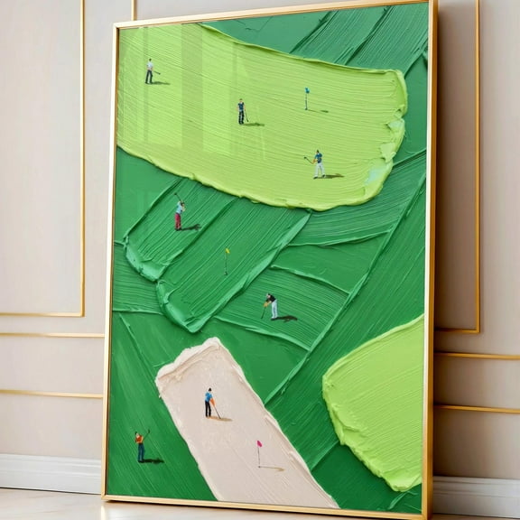 PosterArt Abstract Golf Course Art Print Poster Textured Green Landscape, Modern Sports Decor, Size 8x12 UNFFRAMED