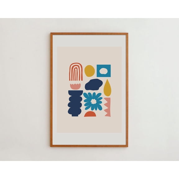 PosterArt Abstract Wall Art Geometric Collage Minimalist Home Decor Poster Colorful Print, Size 8x12 UNFFRAMED