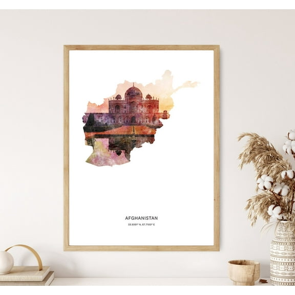 PosterArt Afghanistan Print, Afghanistan Poster, Afghanistan Map Art, Map of Afghanistan, 8x12 UNFRAMED