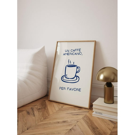 PosterArt Americano Coffee Poster Wall Art, Minimalist Italian-Inspired Illustration For Cafe Or Kitchen Decor, 24x36 UNFRAMED