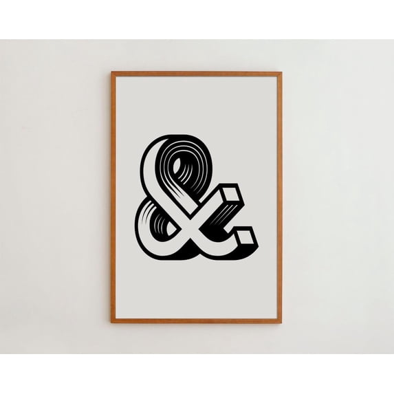 PosterArt Ampersand Art Print Poster Minimalist Black and White Typography, Size 8x12 UNFFRAMED