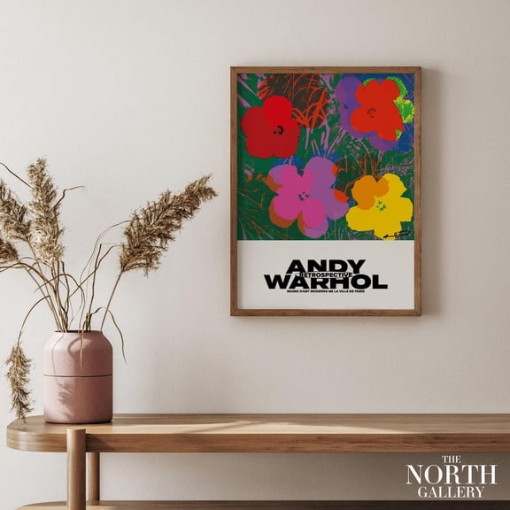 PosterArt Andy Warhol Flower, Exhibition Poster, Warhol Wall Decor, Pop Art, Size 8x12 UNFFRAMED