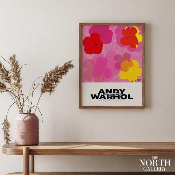 PosterArt Andy Warhol Flowers Exhibition Poster Print, Pink Poster, Exhibition Wall Art, Gallery Wall Art, Modern Wall Art, Size 12x18 UNFFRAMED