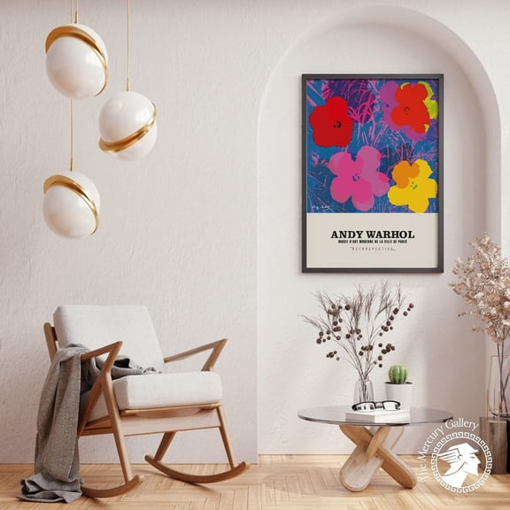 PosterArt Andy Warhol Poster, Flowers Exhibition Pop Art Print, Vintage Modern Wall Decoration, 12x18 UNFRAMED