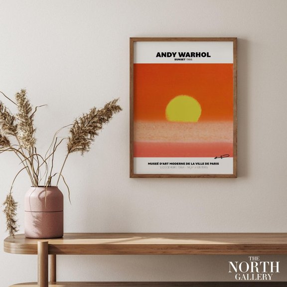PosterArt Andy Warhol Sunset Exhibition Pop Poster Art Print, Museum Print, Warhol Sunset Poster, Gallery Wall Prints, Pop Art Print, Size 12x18 UNFFRAMED