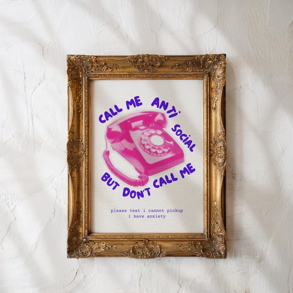 PosterArt Anti Social Club Art Print Pink and Blue Retro Poster Minimal 70s Wall Décor Indie Introvert Aesthetic Design, 16x24 UNFRAMED