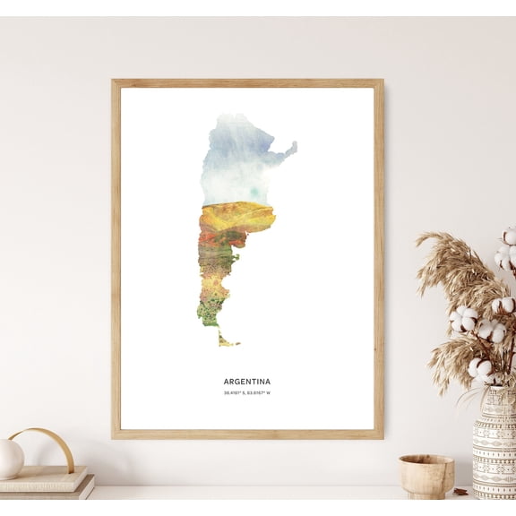 PosterArt Argentina Print, Argentina Poster, Argentina Map Art, Map of Argentina, 8x12 UNFRAMED