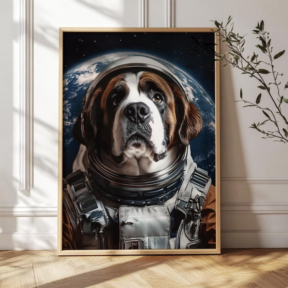 PosterArt Astronaut Dog Poster Wall Art, Whimsical Space Illustration For Or Modern Playful Decor, 12x18 UNFRAMED