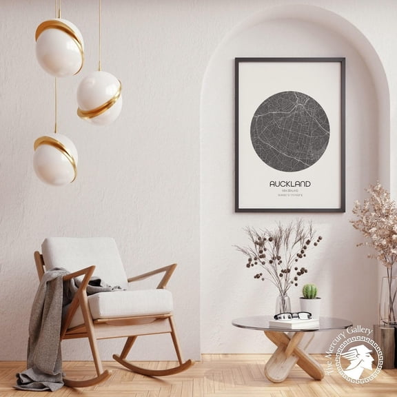 PosterArt Auckland Map Poster, Modern City Map Wall Art Print, Minimal Travel Decor, 8x12 UNFRAMED