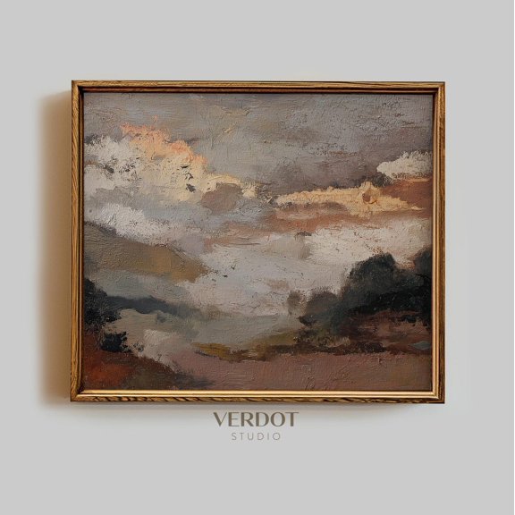 PosterArt Autumn Sunset Art Print Abstract Country Landscape Poster Neutral Fall Wall Décor Moody Design, 12x18 UNFRAMED