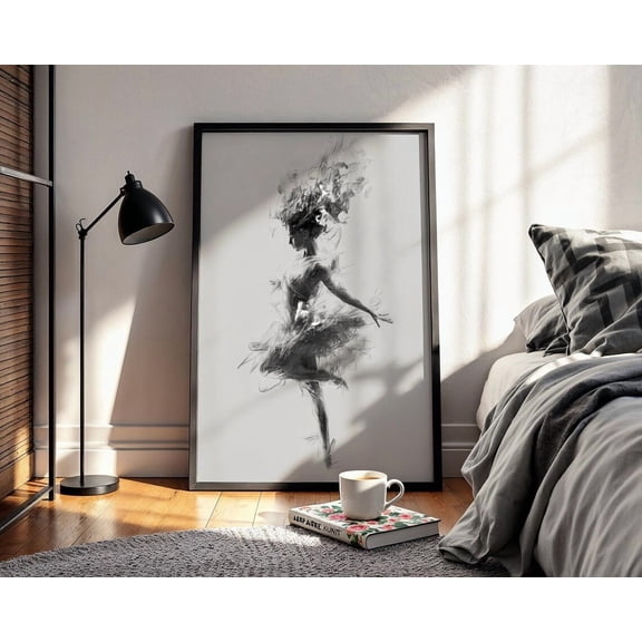PosterArt Ballerina Poster Wall Art, Elegant Black And White Illustration For Dance Studio Decor, 12x18 UNFRAMED