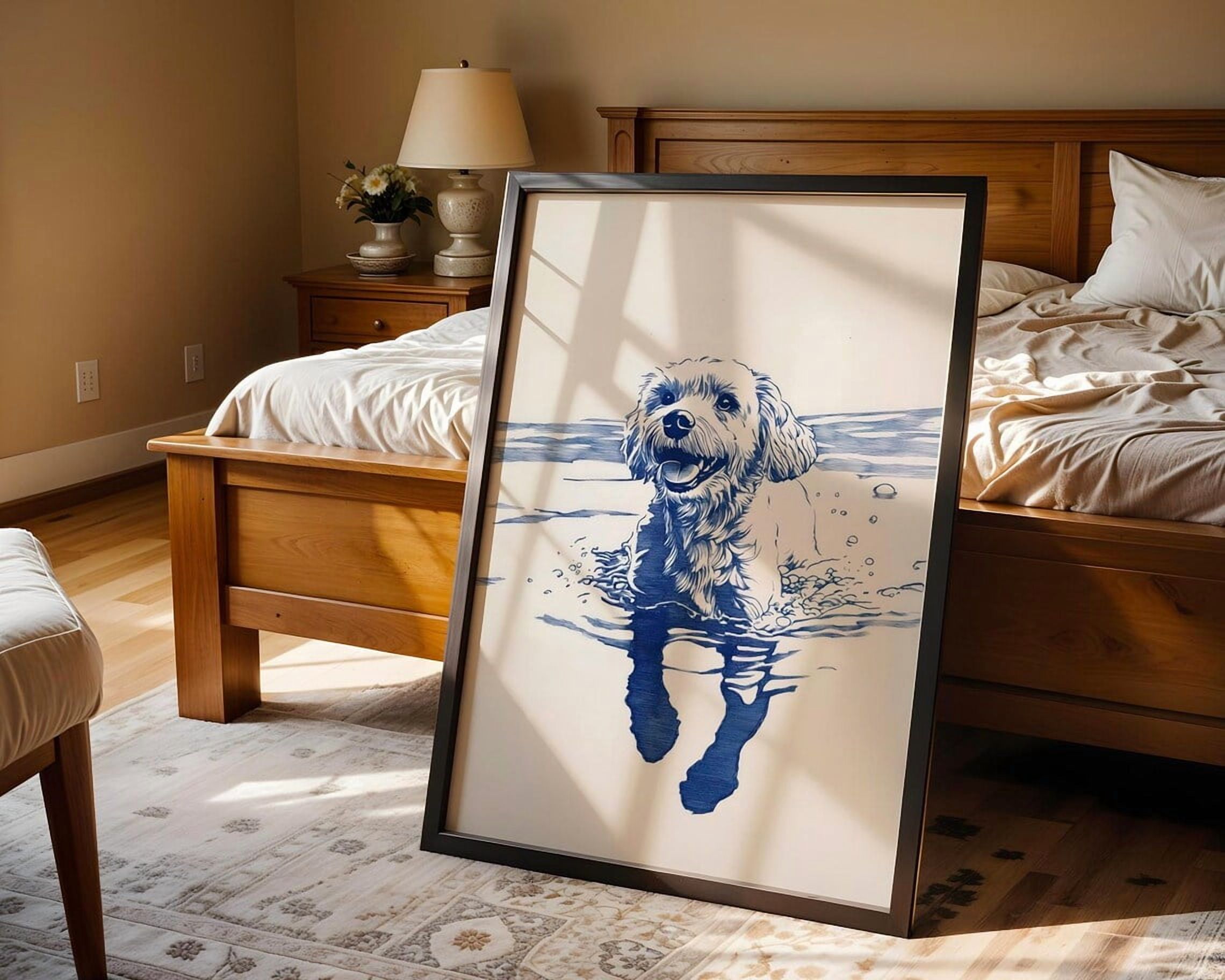 PosterArt Beach Cockapoo Poster Wall Art, Playful Dog Surfing ...