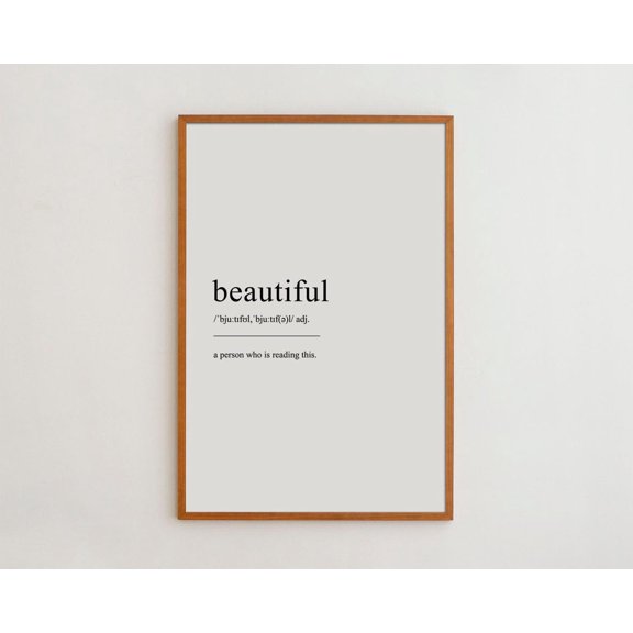 PosterArt Beautiful Definition Poster Wall Art Typography Poster Black and White Print Fun Definition True High-Quality Poster, Size 24x36 UNFFRAMED