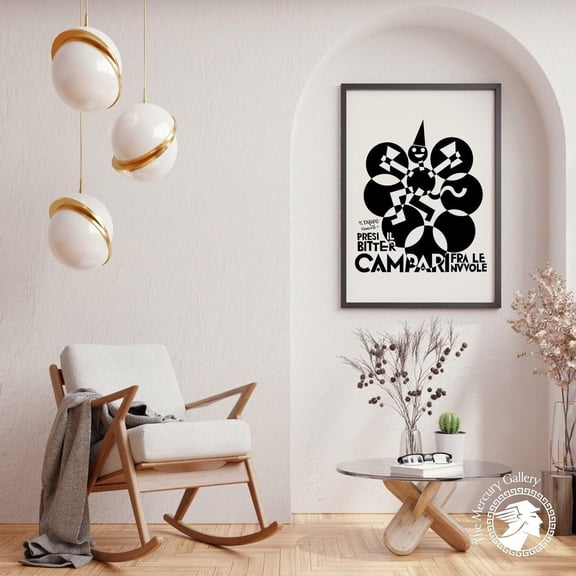 PosterArt Bitter Campari Poster, Drinks Art Print, Black and White Kitchen Wall Decoration, 12x18 UNFRAMED