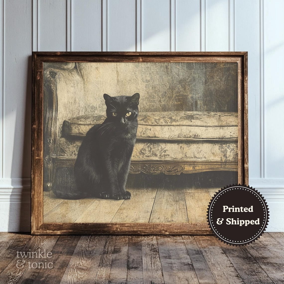 PosterArt Black Cat Art Print Dark Academia Wall Décor Moody Victorian ...
