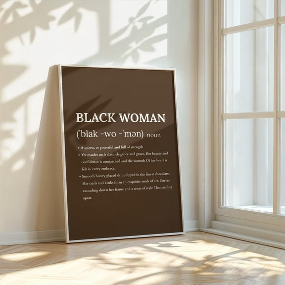 PosterArt Black Woman Definition Art Print, Girl Room Culture Decor,, Stretched Canvas 12x16in