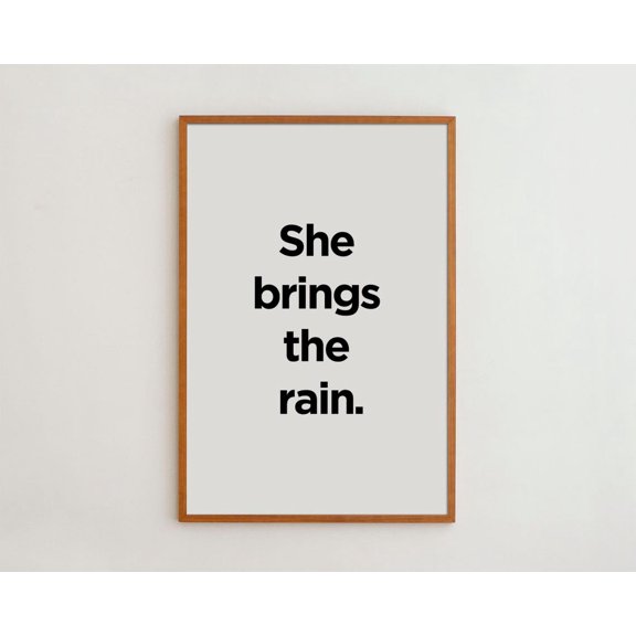 PosterArt Black and White Art Print Poster 'She Brings The Rain' Minimalist Wall Decor, Size 16x24 UNFFRAMED