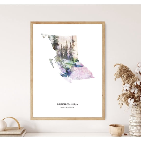 PosterArt British Columbia Print, British Columbia Poster, BC Map Art, Map of British Columbia, 12x18 UNFRAMED