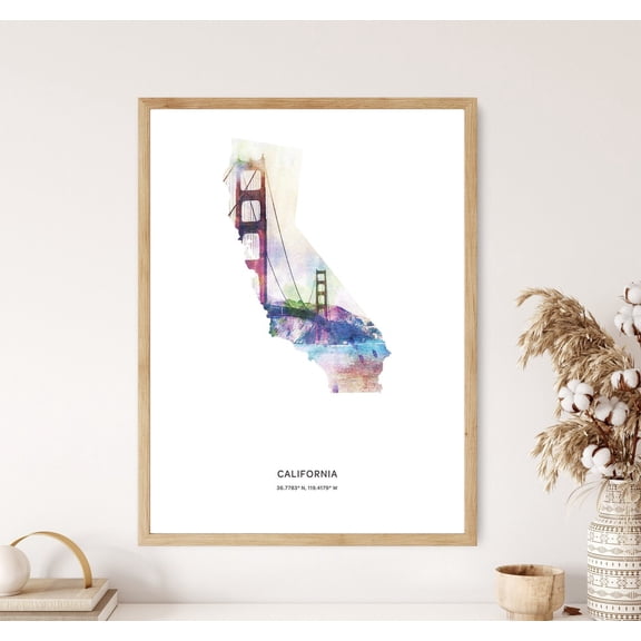PosterArt California Print, California Poster, California Map Art, Map of California, 24x36 UNFRAMED