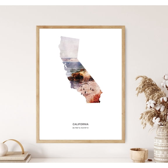 PosterArt California Print, California Poster, California Map Art, Map of California, 24x36 UNFRAMED
