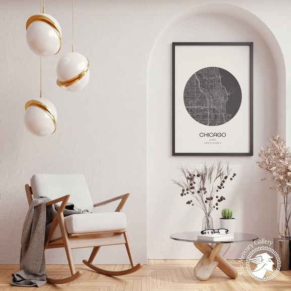 PosterArt Chicago Map Poster, Modern City Map Wall Art Print for Bedroom Decor, 24x36 UNFRAMED
