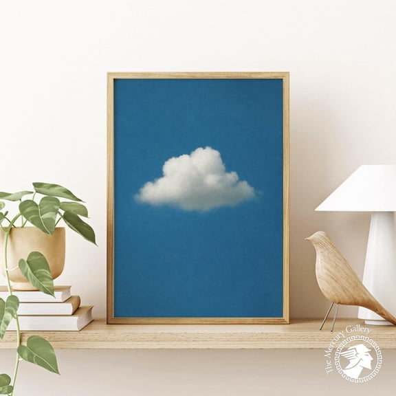 PosterArt Cloud Poster, Minimalist Sky Blue Art Print, Modern Bedroom and Office Wall Decoration, 8x12 UNFRAMED