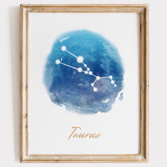 PosterArt Constellation Taurus Art Print Zodiac Wall Décor for Bedroom or Astrology Enthusiasts, 8x12 UNFRAMED