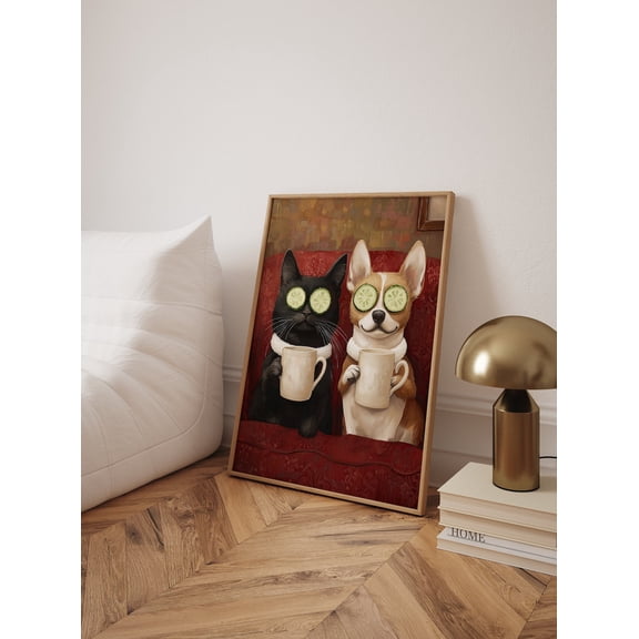 PosterArt Cute Cat And Dog Poster Print Wall Art, Adorable Pet Illustration, Dog And Cat Artwork For Home Decor, 8x12 UNFRAMED