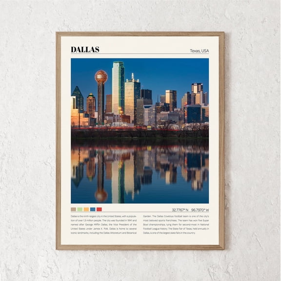 PosterArt Dallas Print, Dallas Wall Art, Dallas Poster, Dallas Photo, Dallas Wall Decor, Dallas Travel Gift, Dallas City Art, 8x12 UNFRAMED