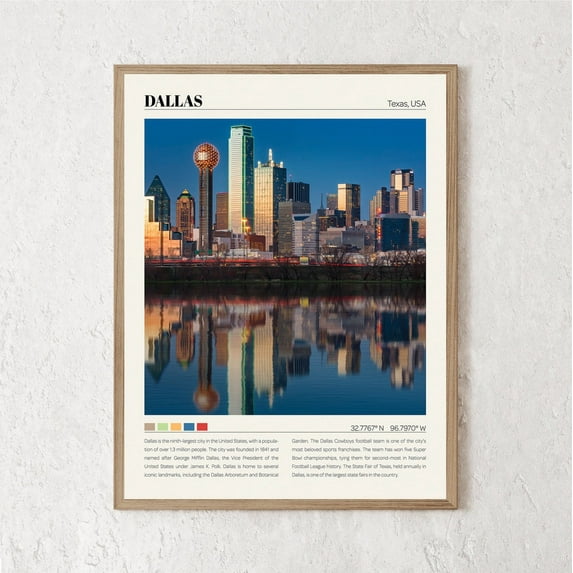 PosterArt Dallas Print, Dallas Wall Art, Dallas Poster, Dallas Photo, Dallas Wall Decor, Dallas Travel Gift, Dallas City Art, 8x12 UNFRAMED