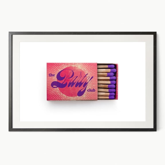 PosterArt Disco Ball Party Poster Retro Matchbox Wall Art 70s Nightclub Decor Bar Cart Print Vibrant Living Room Accent, 8x12 UNFRAMED