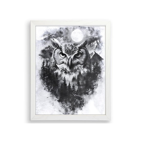 PosterArt Double Exposure Owl Sketch Art Print Inspirational Wall Décor for Study or Reading Nook, 12x18 UNFRAMED