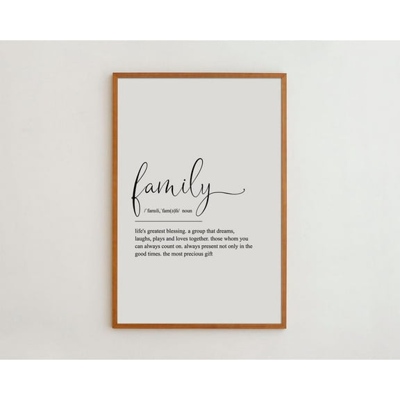 PosterArt Family Definition Art Print Poster Black and White Matte Poster, Size 8x12 UNFFRAMED