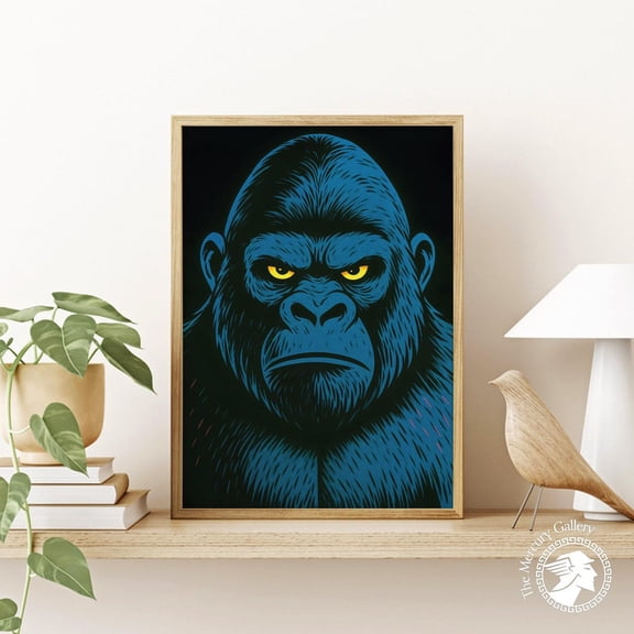 PosterArt Fierce Gorilla Poster, Bold Animal Art Print, Modern Wildlife Wall Decoration, 8x12 UNFRAMED