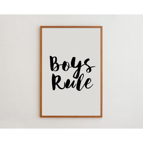 PosterArt Fun 'Boys Rule' Nursery Art Print Poster Black and White Typography, Size 16x24 UNFFRAMED