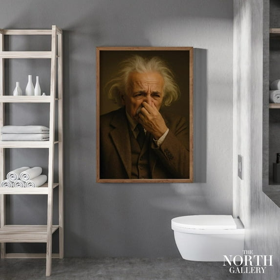 PosterArt Fun Einstein Bathroom Poster Smelly Genius Nose Wall Art Quirky Print for Nerdy Bathroom Decor, Size 8x12 UNFFRAMED