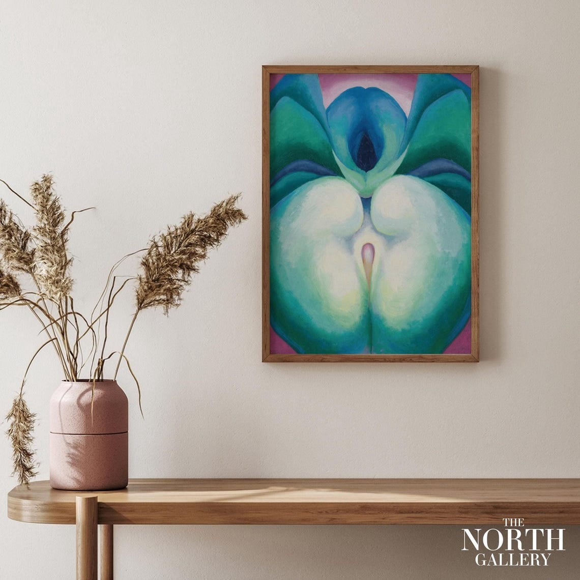 PosterArt Georgia O'Keeffe Series I White & Blue Flower Shapes