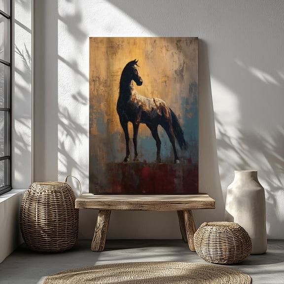 PosterArt Golden Silence Poster Wall Art, Elegant Horse Illustration For Modern Neutral Fine Art Decor, 24x36 UNFRAMED